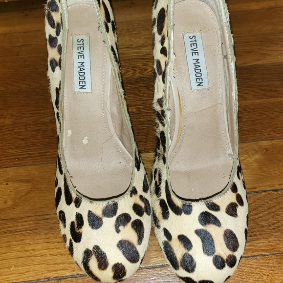 Steve madden leopard wedges leather pony hair heels - Picture 3 of 4